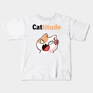 Moody Cat With A Cattitude Kids T-Shirt